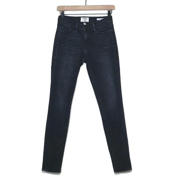 FRAME Le Skinny de Jeanne Mid Rise Dark Wash Blue Denim Jeans Minimal Chic 27 - Picture 13 of 13